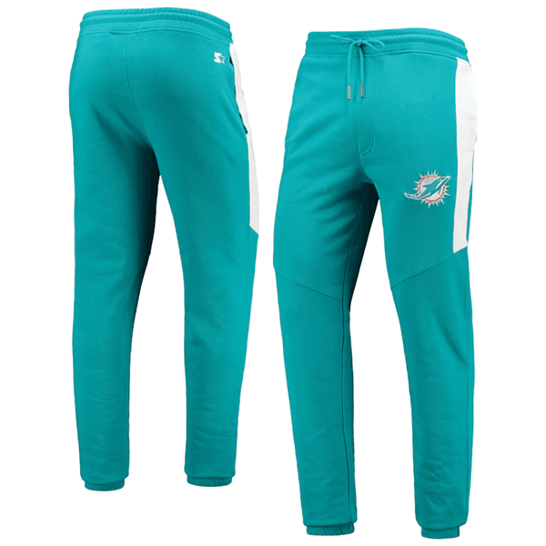 Men's Miami Dolphins Starter Aqua/White Goal Post Fleece Pants Men's Miami Dolphins Starter Aqua/White Goal Post Fleece Pants